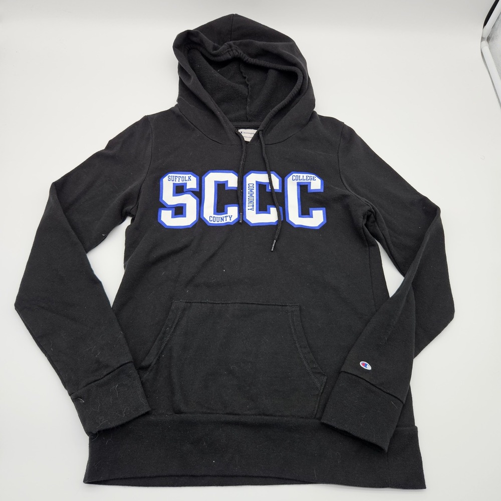 Champion Suffolk‎ County Community College SCCC Black Hoodie Sweatshirt Medium